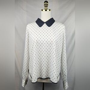 Armani Exchange Women's‎ Button Back Black White Blouse Sz L Classic Career